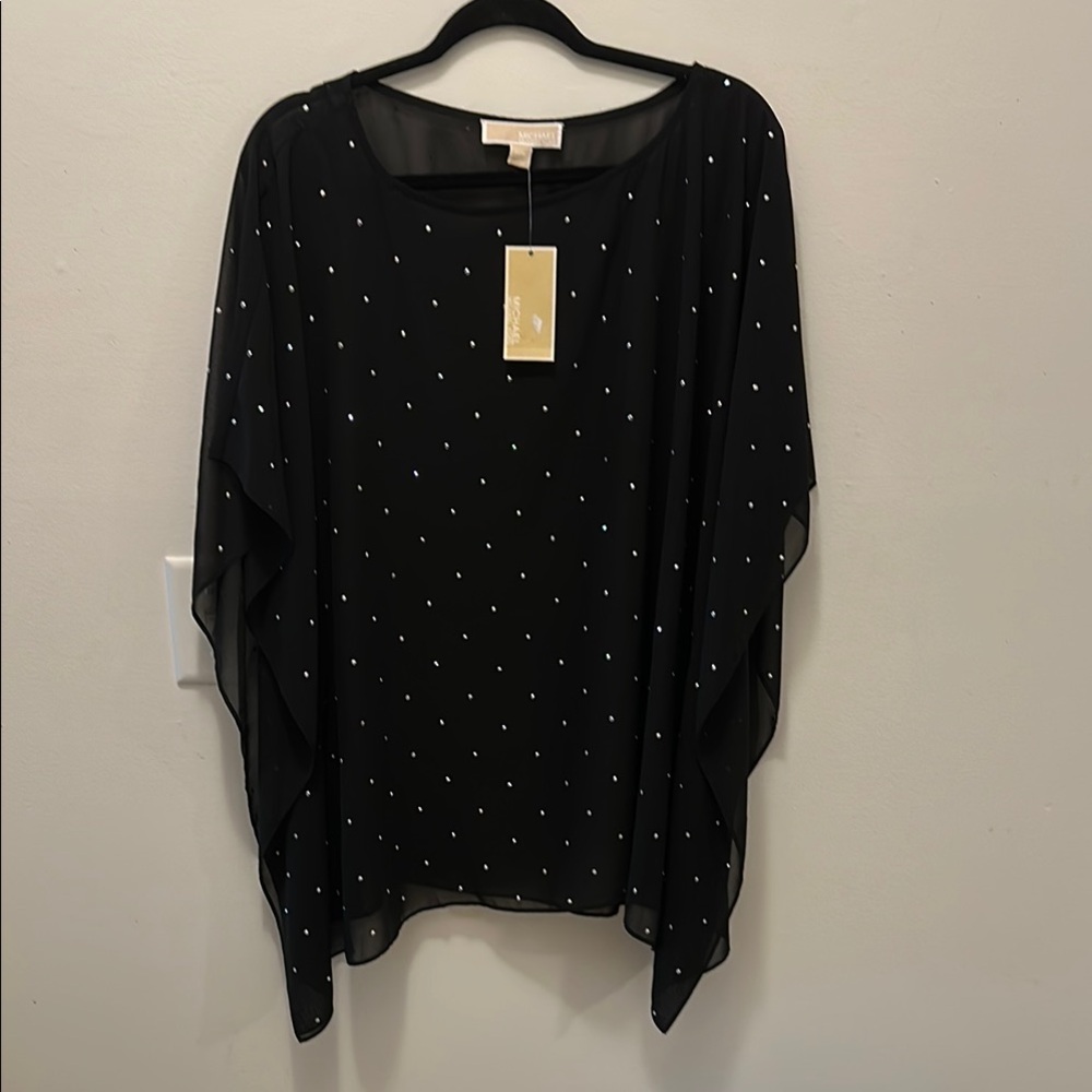 Elegant Black Polka Dot Bling Women's Top